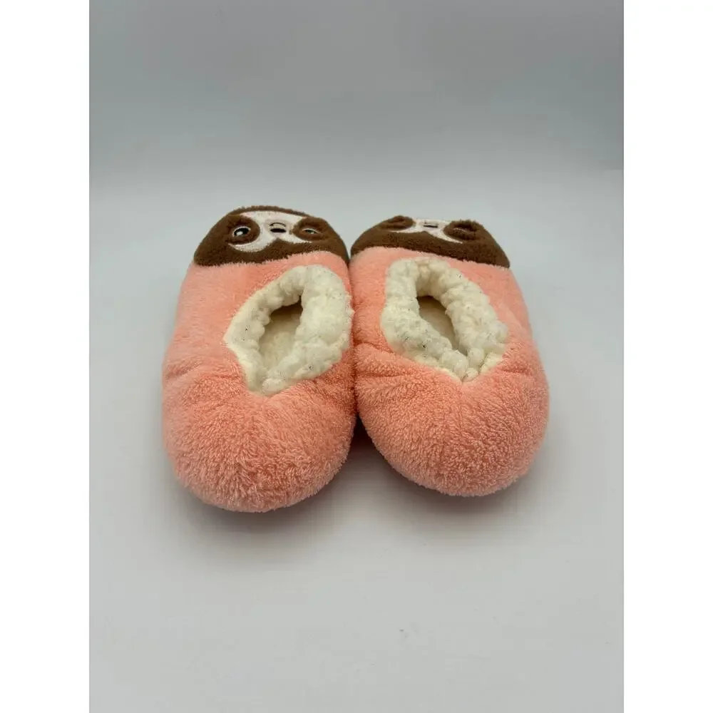 Fuzzy Cozy Sloth Slippers Grippy Bottoms Kids Size 8-13